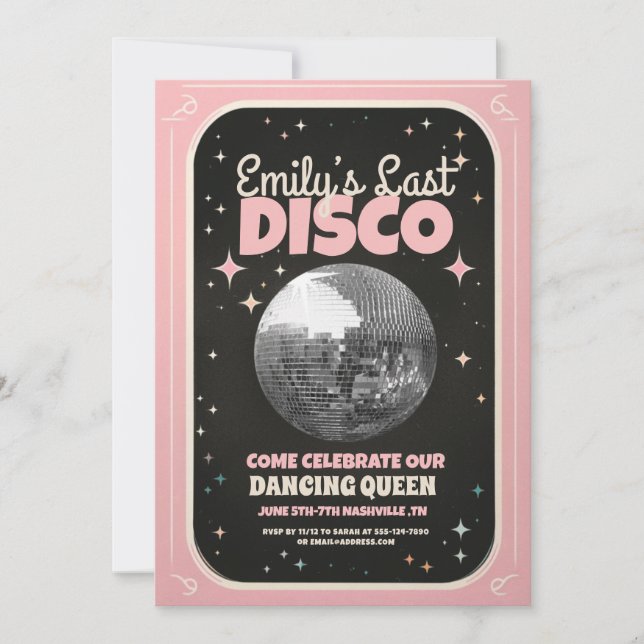 Retro Last Disco Bachelorette Weekend  Invitation (Front)