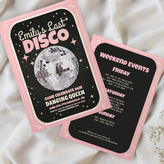 Retro Last Disco Bachelorette Weekend  Invitation (Creator Uploaded)