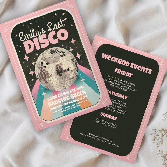 Retro Last Disco Bachelorette Weekend  Invitation (Creator Uploaded)