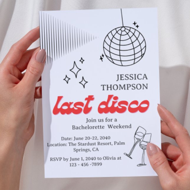 Retro Last Disco Bachelorette Weekend Itinerary Invitation (Creator Uploaded)