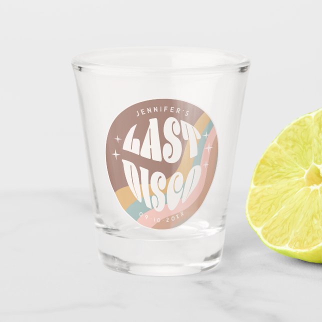 Retro Last Disco Bachelorette Weekend Party Favour Shot Glass (Front)