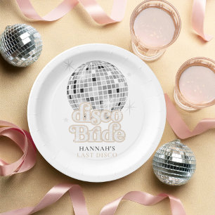 Retro Last Disco Bride Bridal Shower  Paper Plate