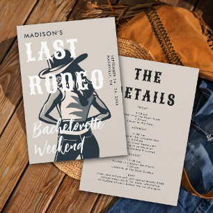 Retro Last Rodeo Ink Sketch Itinerary Bachelorette Invitation
