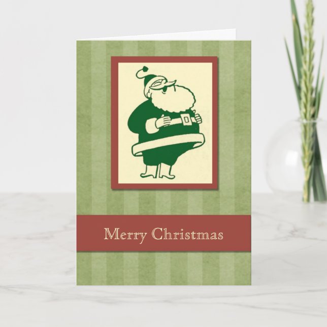 Retro Laughing Santa Christmas card (Front)