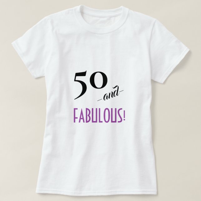 Retro Lavender 50 and FABULOUS! 50th Birthday T-Shirt (Design Front)