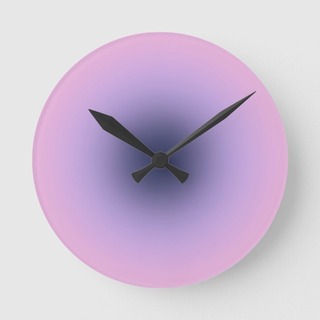 Retro Lavender Purple Gradient Round Clock (Front)