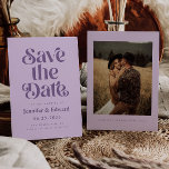 Retro Lavender Wedding Save The Date<br><div class="desc">Retro and elegant save the date card featuring boho font that says "save the date" in lavender colour. You can add a photo on the back.</div>