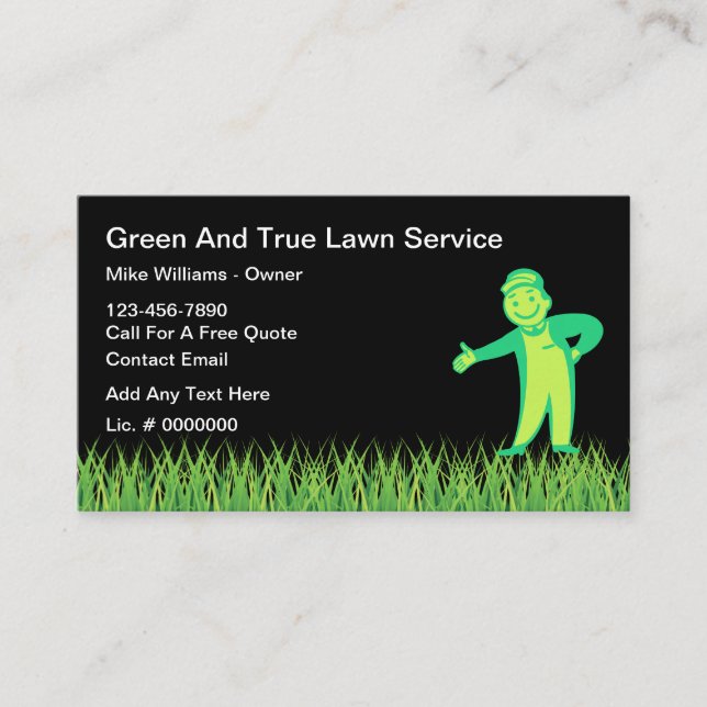 Retro Lawn Mowing Service Business Cards (Front)