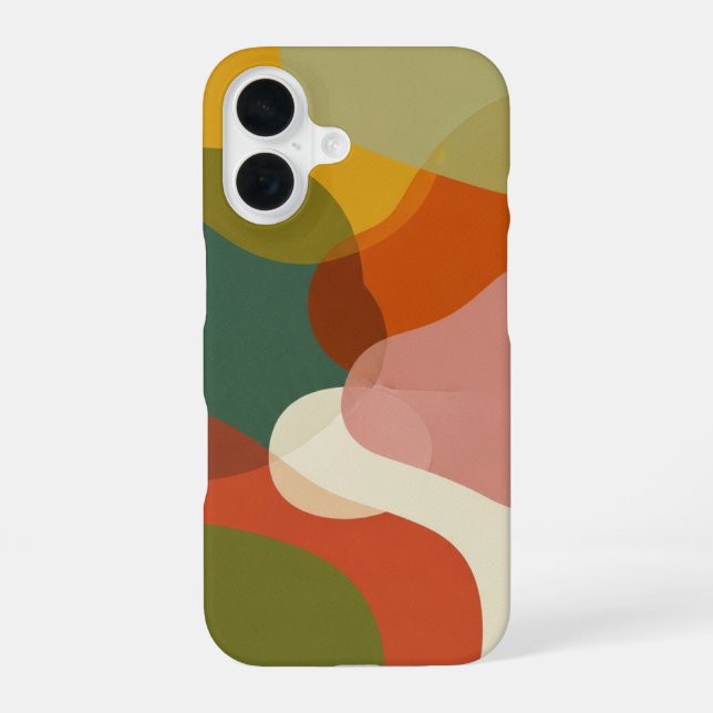 Retro Layered Organic Forms iPhone 16 Case (Back)