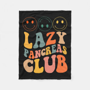 Retro Lazy Pancreas Club Type-1 Diabetes Awareness Fleece Blanket