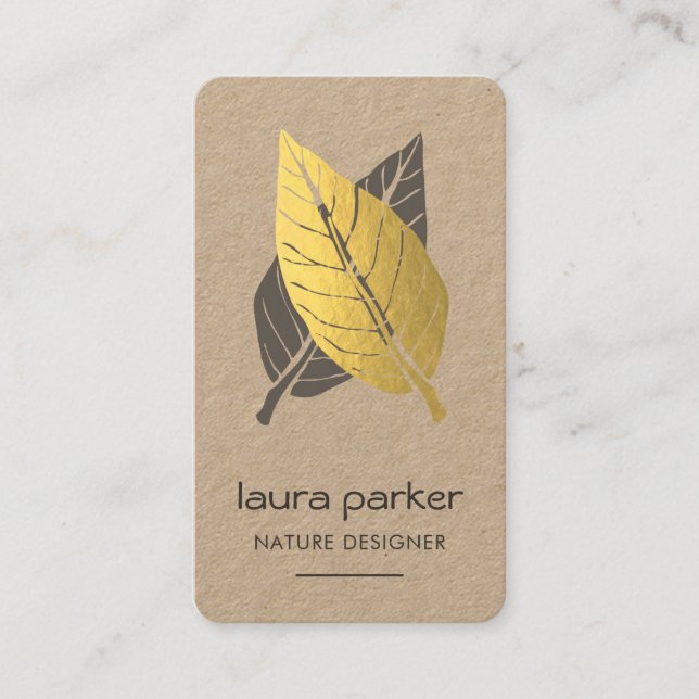 Retro Leaf Dry Nature Yoga Meditation Massage Business Card (Front)