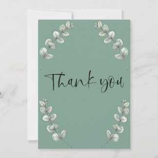 Retro leaf green greeting card Thank you