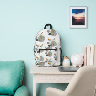 Retro Leaf Pattern Printed Backpack