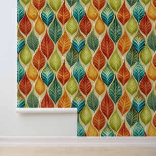 Retro Leaf Pattern Wallpaper