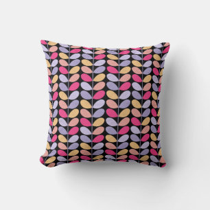 Retro Leaves - Black Cushion