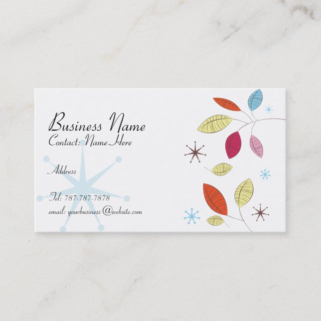 Retro Leaves Business Card (Front)