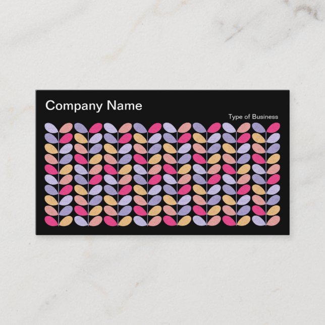 Retro Leaves II 01 - Black Business Card (Front)