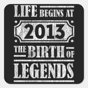 Retro Legend Born in 2013 Vintage Birthday Gift Square Sticker