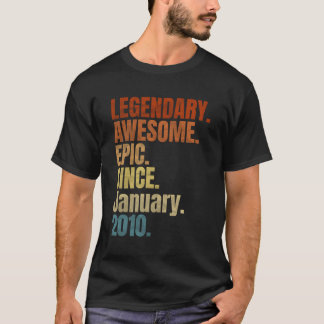Retro Legendary Since January 2010 T Shirt 10 Year