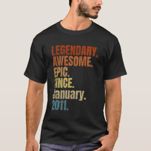 Retro Legendary Since January 2011 T Shirt 8 Years