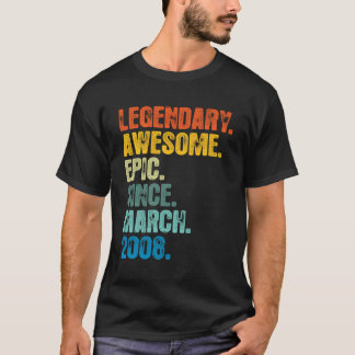 Retro Legendary Since March 2008 T Shirt 12 Years