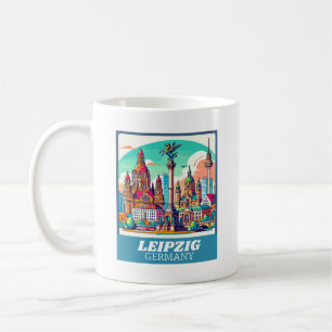 Retro Leipzig Skyline Coffee Mug