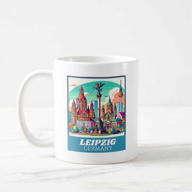 Retro Leipzig Skyline  Coffee Mug (Left)