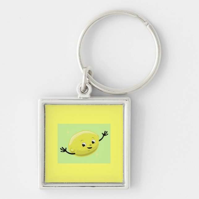 Retro Lemon Guy Key Ring (Front)