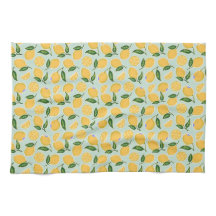 Retro Lemon Slices on Mint Green