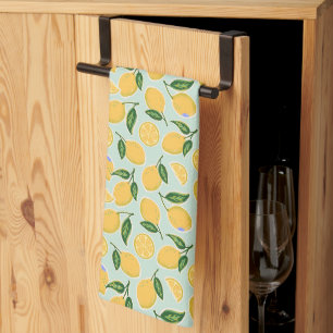 Retro Lemon Slices on Mint Green Tea Towel