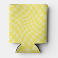 Retro Lemon Yellow Pastel Warped Chequerboard