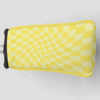 Retro Lemon Yellow Pastel Warped Chequerboard