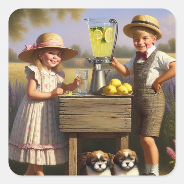 Retro Lemonade Stand Have a Good Summer Square Sticker (Front)