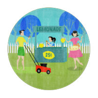 Retro Lemonade Stand Round Cutting Board