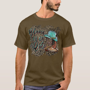 Retro Leopard Boot Blame It All On My Root Western T-Shirt