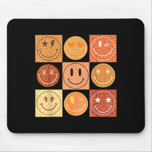 Retro Leopard Happy Face Checkered Pattern Smile F Mouse Mat