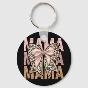Retro Leopard Mama,cute Mum Retro Coquette Bow Mot Key Ring
