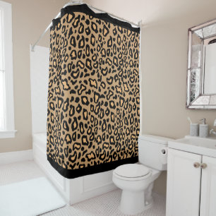 Retro Leopard Print Bathroom Shower Curtain