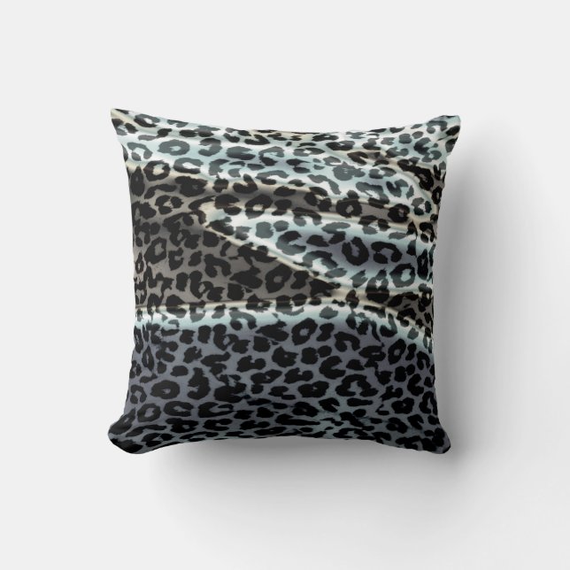 Retro Leopard Print Skin (Grey, Black) Cushion (Front)