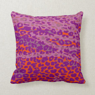 Retro Leopard Print Skin (Orange, Purple, Pink) Cushion