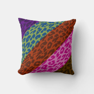 Retro Leopard Print Skin Stripe Pattern 4 Cushion