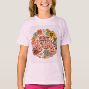 Retro Leopard Print "Soft Mama" Floral Graphic Des T-Shirt