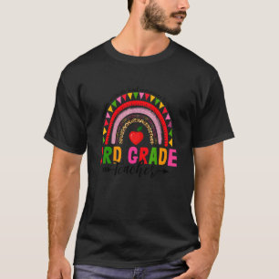 Retro Leopard Rainbow 3rd Grade Teacher Back To Sc T-Shirt