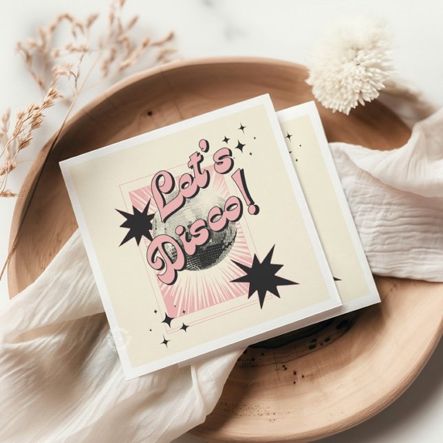 Retro Let's Disco Birthday Backdrop Napkin (Creator Uploaded)
