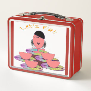 Retro Let's Eat Old School  Metal Lunch Box