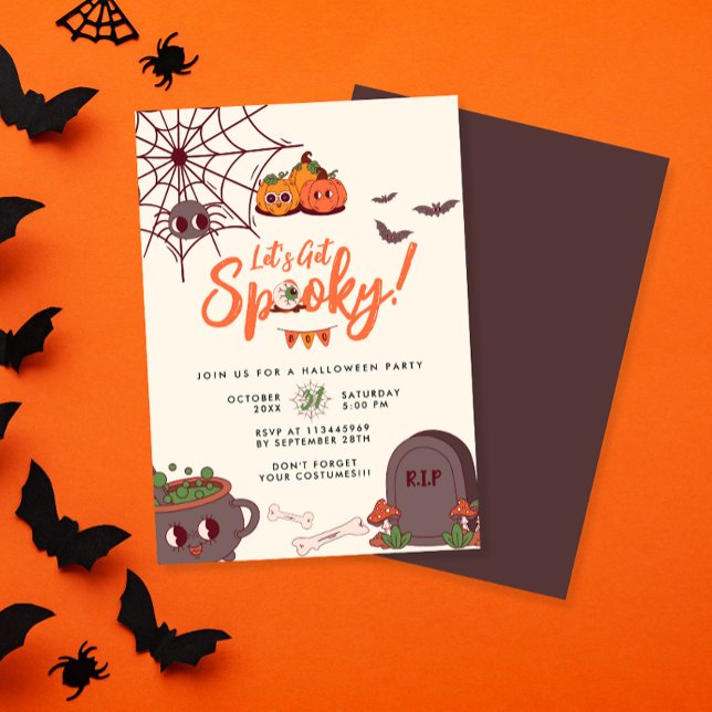 Retro Let's Get Spooky Halloween Party Invitation (Creator Uploaded)