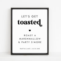 Retro Let's Get Toasted Marshmallow Wedding Sign 