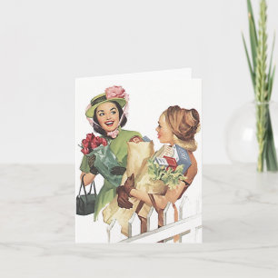 Retro Let's Get Together Go Shopping note Card