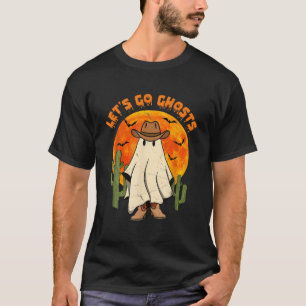 Retro Lets Go Ghost Western Country Boo Halloween  T-Shirt