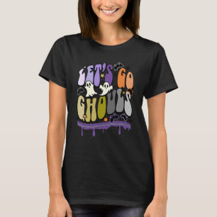 Retro Let's Go Ghouls Kid Halloween Hey Boo Trick T-Shirt